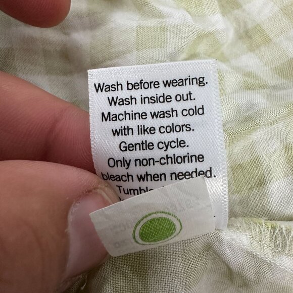 SO Goods For Life Green Gingham Open Back Bow Mini Dress Size Medium - Picture 8 of 11